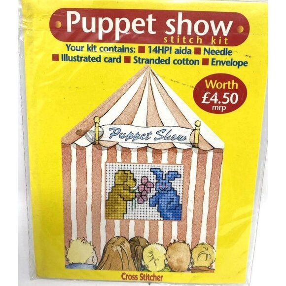 Cross Stitcher Kit Puppet Show Counted 14HPI Vintage Aida NEW RARE - Picture 3 of 3